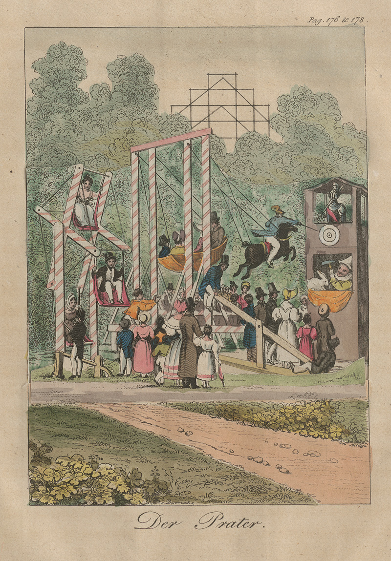 Lot 2216, Auction  127, Chimani, Leopold, Folge von 6 Hebelzug-Billets. Kolorierte Kupfertafeln 