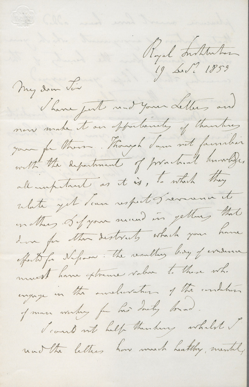 Lot 2561, Auction  127, Faraday, Michael, Brief an einen Wissenschaftler. 1853