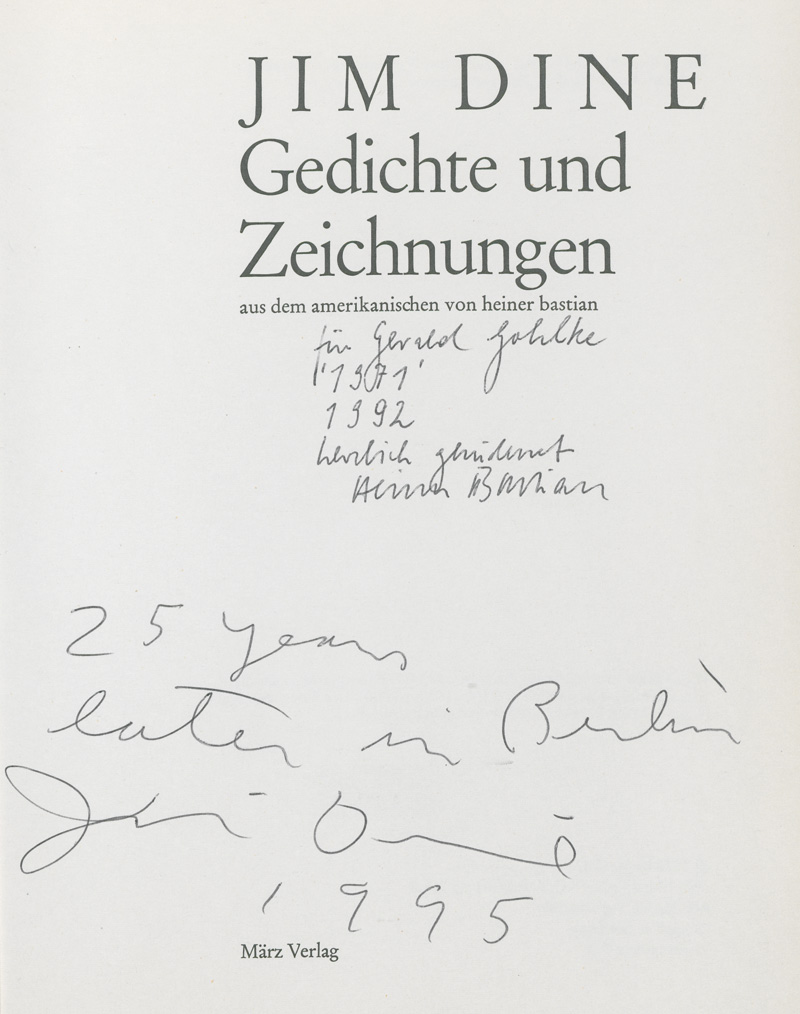 Lot 3079, Auction  127, Dine, Jim, Gedichte und Zeichnungen