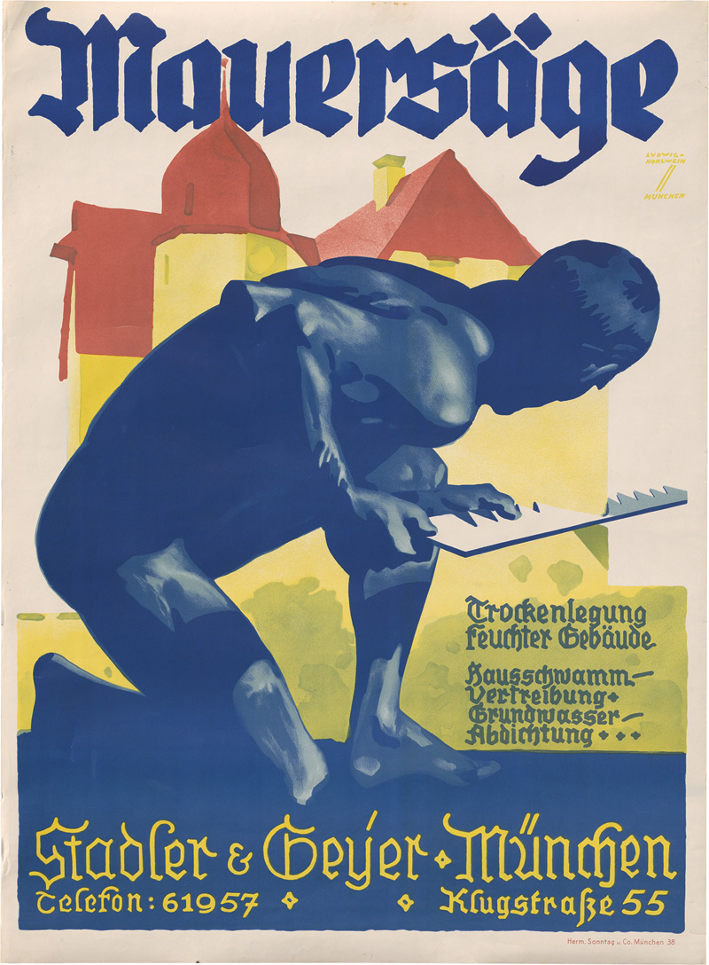 Lot 3388, Auction  127, Hohlwein, Ludwig, Mauersäge. Farblithographie