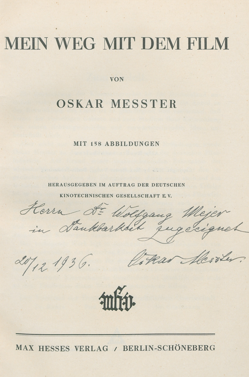 Lot 3402, Auction  127, Messter, Oskar, Mein Weg mit dem Film